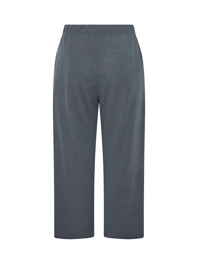 Yours Curve Grey Limited Crinkle Ribbed Wide Leg Trousers - Image 6 of 6 Yours Curve Grey Limited Crinkle Ribbed Wide Leg Trousers - Image 6 of 6