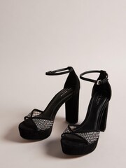 Ted Baker Black Bexins Crystal Mesh 100mm Platform Sandals - Image 2 of 4