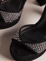 Ted Baker Black Bexins Crystal Mesh 100mm Platform Sandals - Image 4 of 4