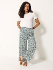M&Co Green Inky Motif Wide Leg Trousers - Image 3 of 4