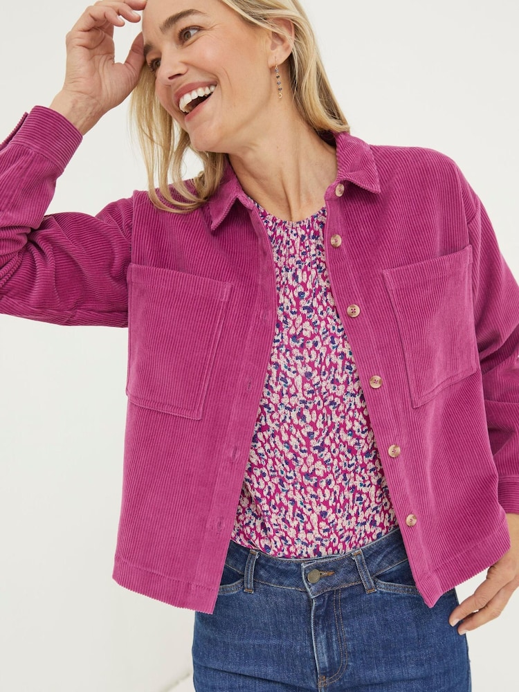 FatFace Pink Combe Relaxed Cord Shirt - Image 2 of 5 FatFace Pink Combe Relaxed Cord Shirt - Image 2 of 5