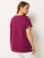 Yours Curve Pink Embroidered T-Shirt - Image 3 of 5