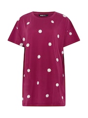 Yours Curve Pink Embroidered T-Shirt - Image 5 of 5