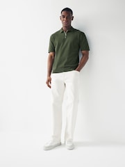 Green Knitted Regular Fit Zip Polo Shirt - Image 4 of 7
