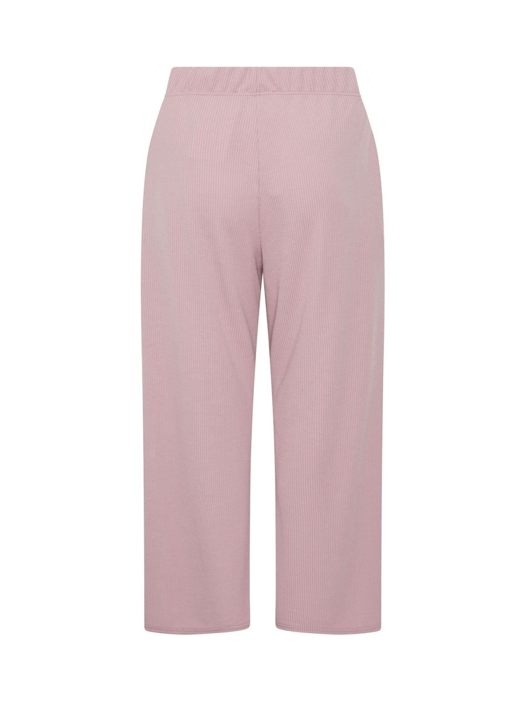 Yours Curve Pink Limited Crinkle Ribbed Wide Leg Trousers - Image 6 of 6 Yours Curve Pink Limited Crinkle Ribbed Wide Leg Trousers - Image 6 of 6