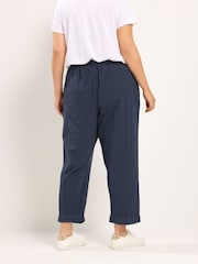 Yours Curve Blue Cool Cotton Barrel Trousers - Image 3 of 4