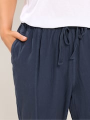 Yours Curve Blue Cool Cotton Barrel Trousers - Image 4 of 4