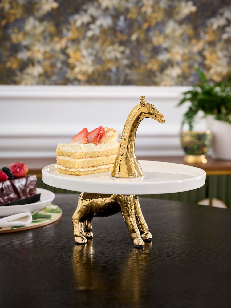 Clarke & Clarke White/Gold Exotica Giraffe Cake Stand - Image 1 of 1