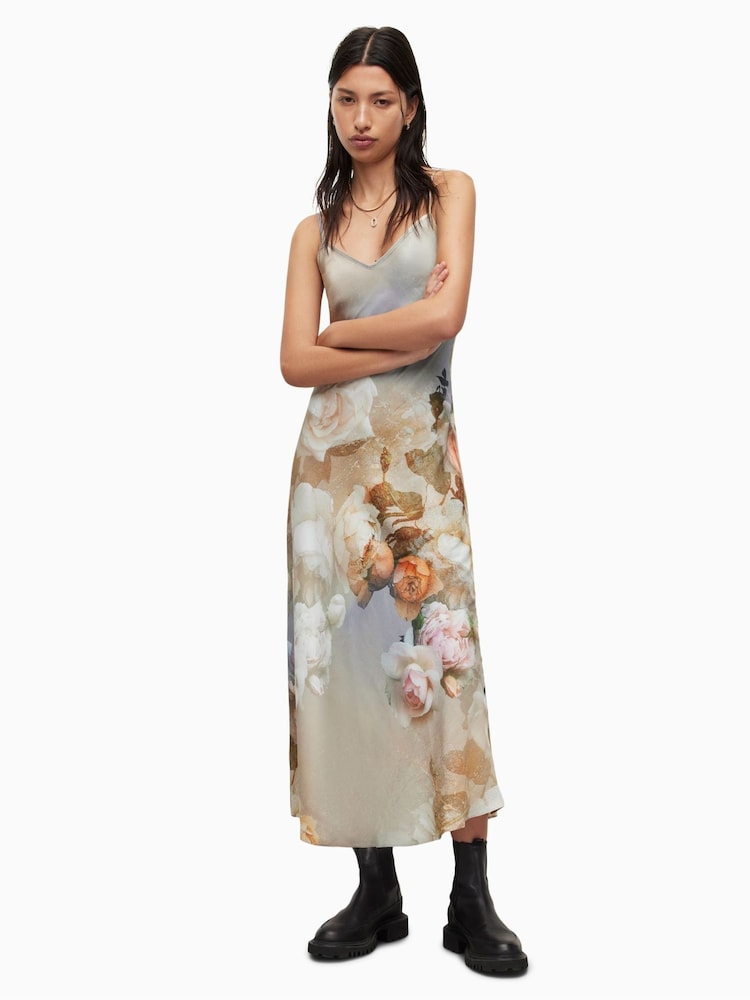 AllSaints Blue Bryona Rosalia Dress - Image 1 of 5