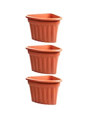 Wham Set of 3 Brown Garden Vista 49cm Plastic Corner Planters - Image 3 of 4