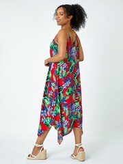 Roman Red Petite Tropical Hanky Hem Midi Dress - Image 2 of 5