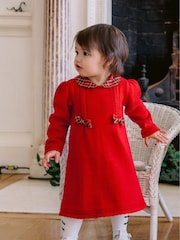 Emile Et Rose Red Knitted Bow Detail Christmas Dress & Tights - Image 1 of 4