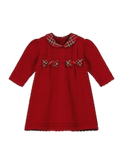 Emile Et Rose Red Knitted Bow Detail Christmas Dress & Tights - Image 3 of 4