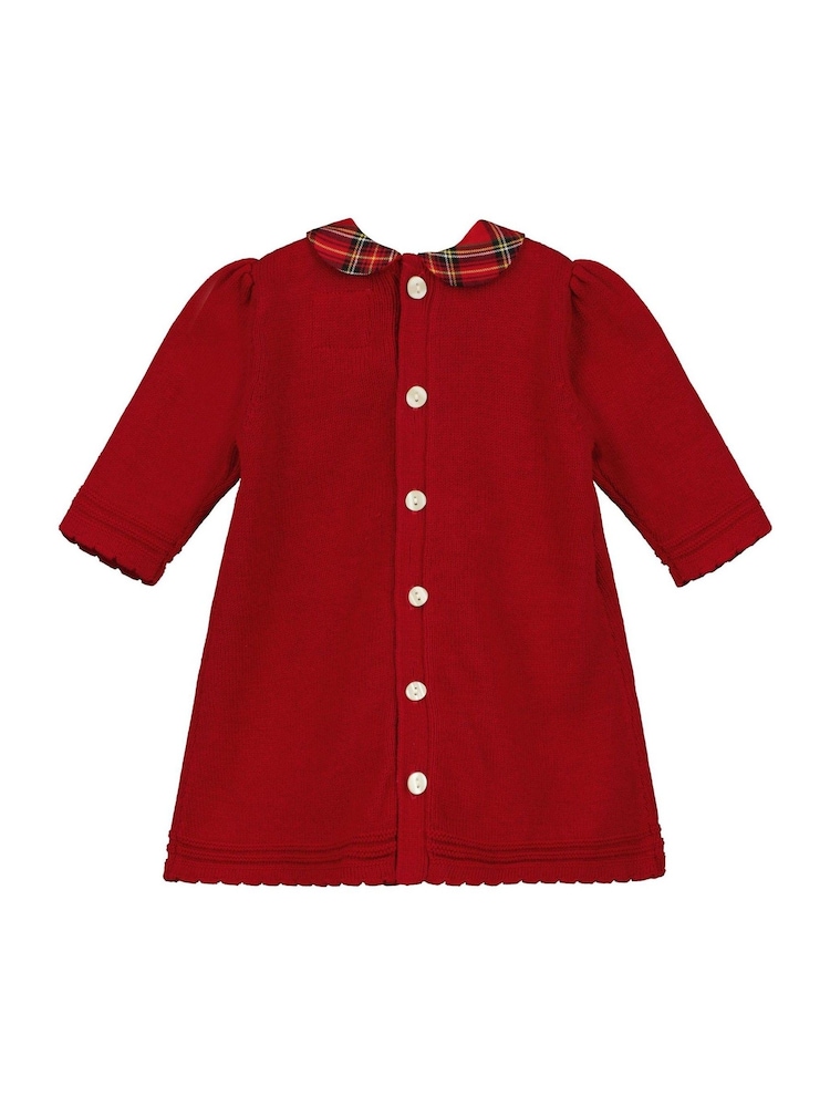 Emile Et Rose Red Knitted Bow Detail Christmas Dress & Tights - Image 4 of 4
