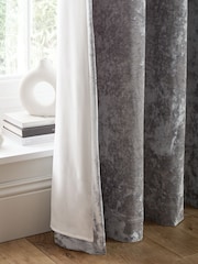 Catherine Lansfield Silver Crushed Velvet Lined Eyelet Curtains - Image 4 of 4
