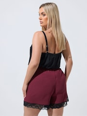 Yours Curve Red Limited Lace Hem Short - Image 2 of 2