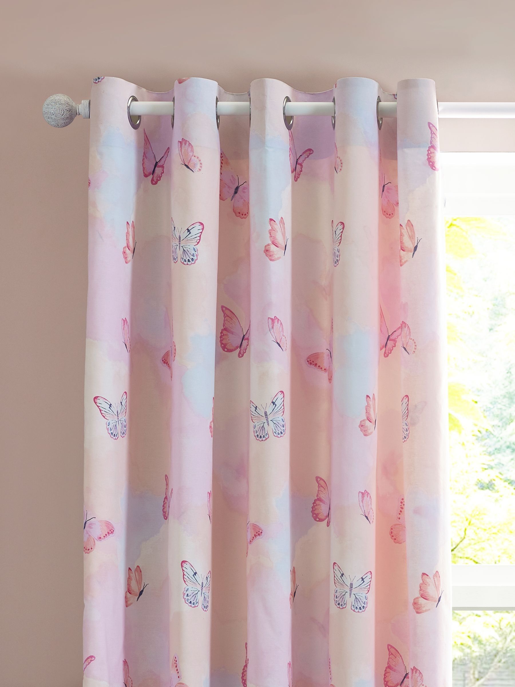 Catherine Lansfield Ombre Butterflies 66x72 Inch Eyelet Curtains Pink | Fully Reversible - Image 6