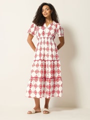 M&Co Cream Printed Tile Maxi Dress - Image 1 of 5