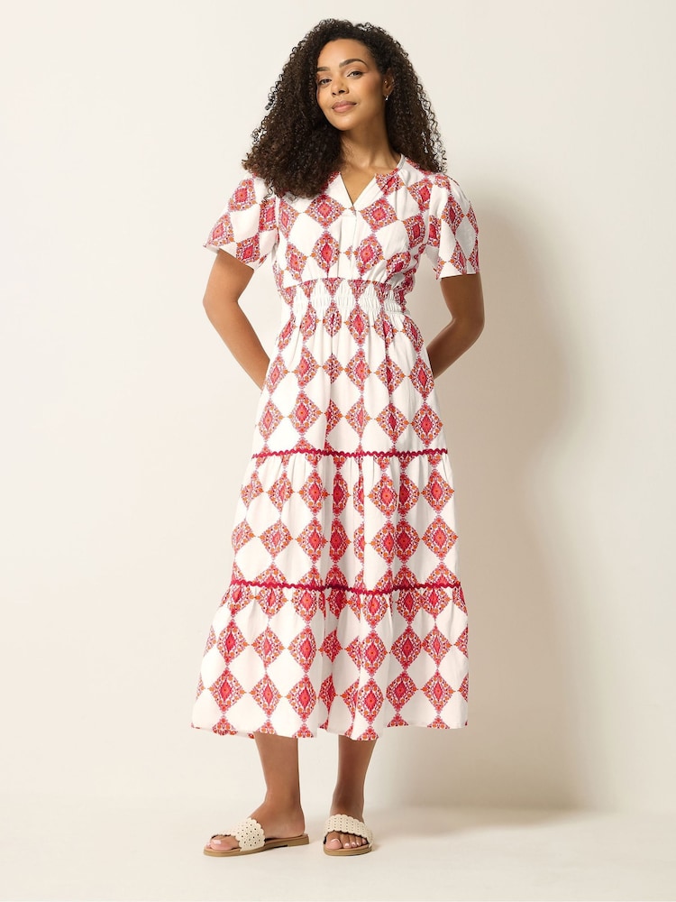 M&Co Cream Printed Tile Maxi Dress - Image 1 of 5 M&Co Cream Printed Tile Maxi Dress - Image 1 of 5