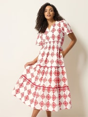 M&Co Cream Printed Tile Maxi Dress - Image 2 of 5