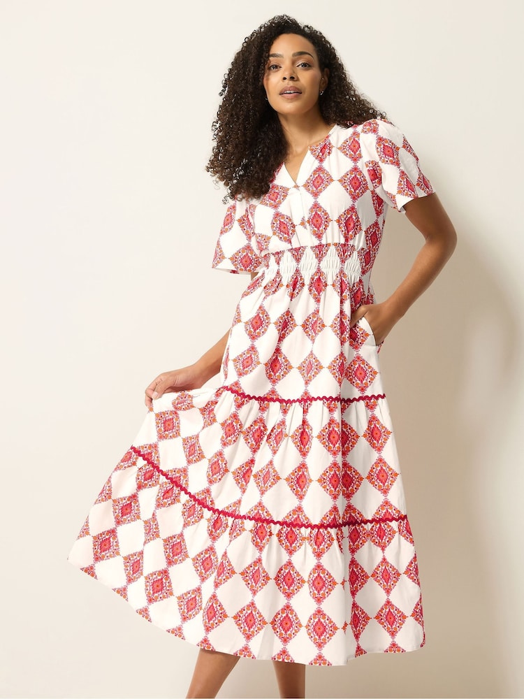 M&Co Cream Printed Tile Maxi Dress - Image 2 of 5 M&Co Cream Printed Tile Maxi Dress - Image 2 of 5