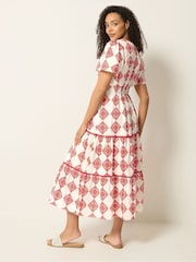 M&Co Cream Printed Tile Maxi Dress - Image 3 of 5
