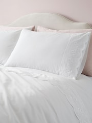 Ensemble housse de couette et taie d'oreiller en dentelle de coton Bianca Elise - Image 1 sur 5