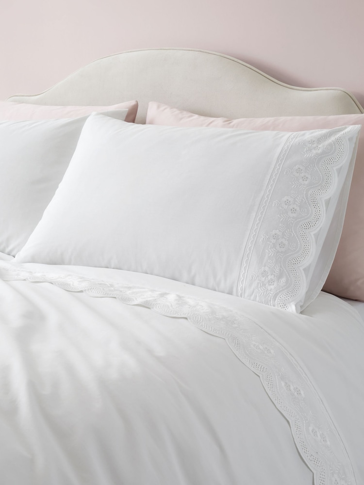 Ensemble housse de couette et taie d'oreiller en dentelle de coton Bianca Elise - Image 1 sur 5