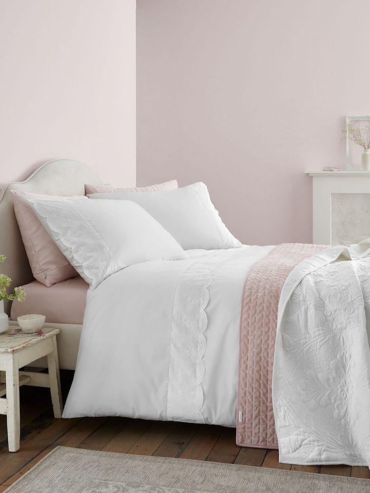 Ensemble housse de couette et taie d'oreiller en dentelle de coton Bianca Elise - Image 2 sur 5