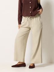 M&Co Natural Linen Blend Wide Leg Trousers - Image 1 of 6