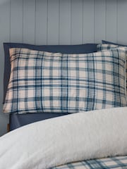 Catherine Lansfield Blue Cosy Ribbed Check Sherpa Duvet Cover and Pillowcase Set - Image 3 of 4