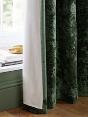 Catherine Lansfield Olive Crushed Velvet Lined Eyelet Curtains - Image 4 of 4