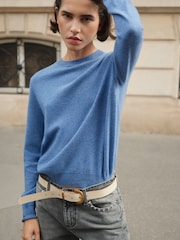 BHOEM Blue Cashmere Crew-Neck Jumper - Image 4 of 6