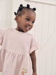 Purple Floral Embroidered Short Sleeve T-Shirt and Cargo Set (3mths-7yrs) - Image 2 of 8