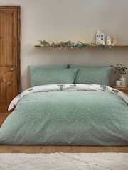 Catherine Lansfield Green Christmas Dogs Brushed Cotton Duvet Cover and Pillowcase Set - Image 3 of 5
