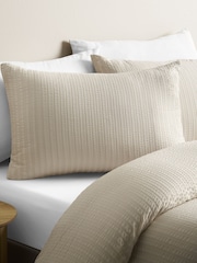 Catherine Lansfield Natural Stripe Seersucker Duvet Cover and Pillowcase Set - Image 3 of 4