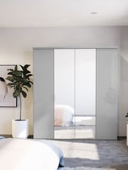 Wiemann Peyton Grey Glass and Mirror Semi Fitted 4 Door Wardrobe - Image 1 of 4