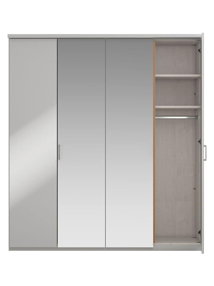 Wiemann Peyton Grey Glass and Mirror Semi Fitted 4 Door Wardrobe - Image 4 of 4