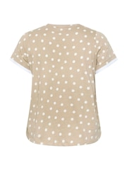 Yours Curve Brown Spot Print Contrast Sleeve Top - Image 6 of 6