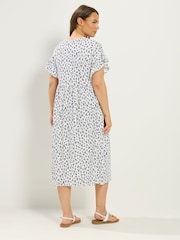 Yours Curve White Frill Sleeve Button Dress - Image 3 of 5