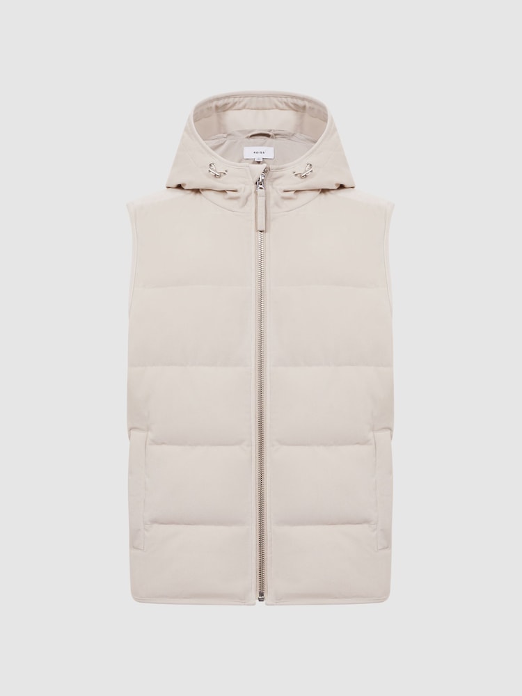 Reiss Stone Leftwich Quilted Hooded Gilet - Image 2 of 4