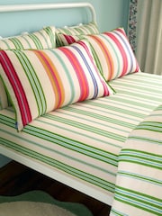 Sophie Robinson Green Stripe Cotton Fitted Sheet - Image 1 of 3