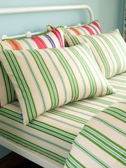 Sophie Robinson Green Stripe Cotton Fitted Sheet - Image 2 of 3