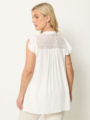 Yours Curve Cream Lace Detail Blouse - Image 3 of 4