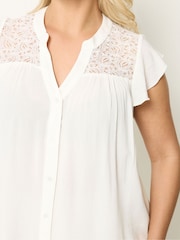Yours Curve Cream Lace Detail Blouse - Image 4 of 4