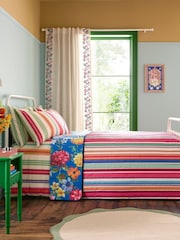Sophie Robinson Bright Darling Floral Stripe Reversible Bedspread - Image 1 of 4