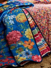 Sophie Robinson Bright Darling Floral Stripe Reversible Bedspread - Image 2 of 4