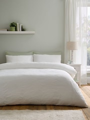 Catherine Lansfield White Jacquard Leaves Duvet Cover and Pillowcase Set - Image 3 of 4