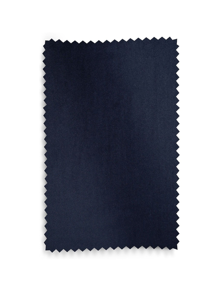 Blue Dark Navy Matte Velvet Lined Curtains - Image 5 of 7