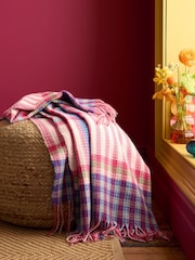Sophie Robinson Pink/Red Darling Waffle Check Large Blanket Throw - Image 1 of 4